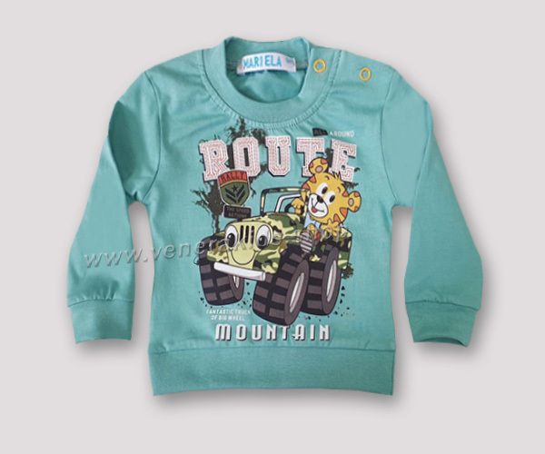 Блуза дълъг ръкав сито Мечо синя. Серия 3бр