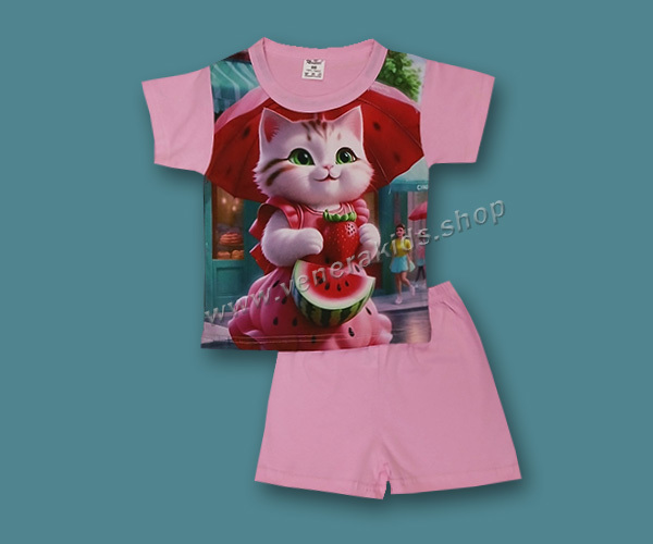 Пижама къс ръкав момиче Коте. Серия 2бр
