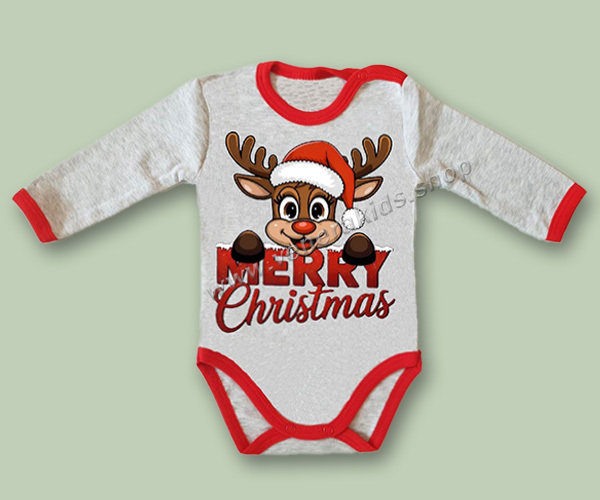 Бебе Боди Еленче сиво. Серия 5бр