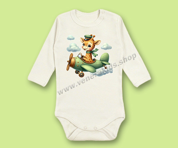 Бебе боди рипс сито Жираф екрю. 5бр