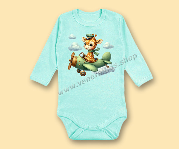 Бебе боди рипс сито Жираф електрик. 5бр