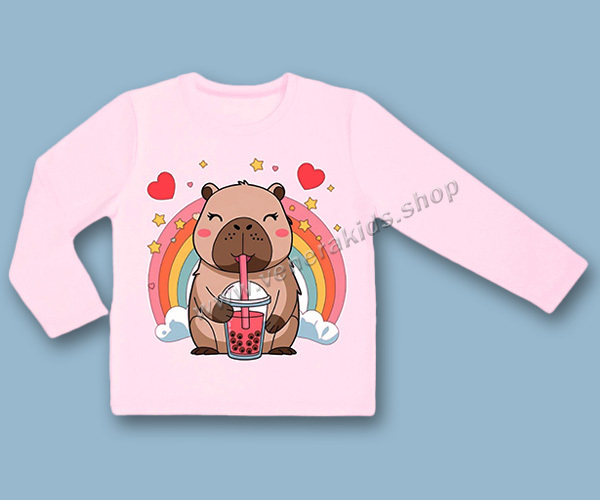 Блуза за момиче Капибара розова. Серия 3бр