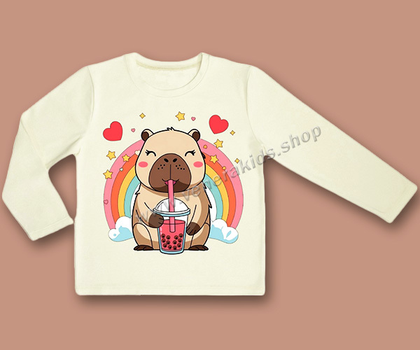 Блуза за момиче Капибара екрю. Серия 3бр