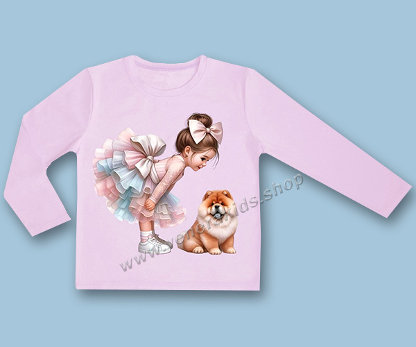 Блуза ДР момиче с куче лила. Серия 3бр