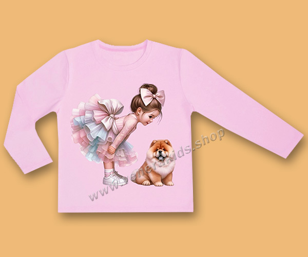 Блуза ДР момиче с куче пепел. Серия 3бр