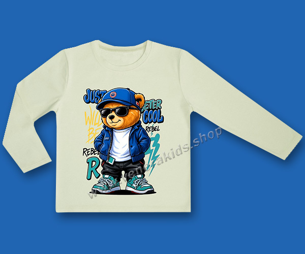 Блуза дълъг ръкав сито Мечо св. зелена. Серия 3бр