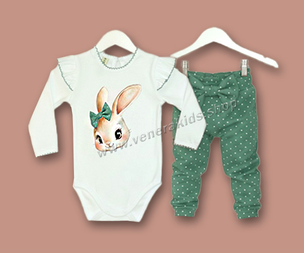 Бебе к-кт боди сито Зайче с панталон . Серия 3бр