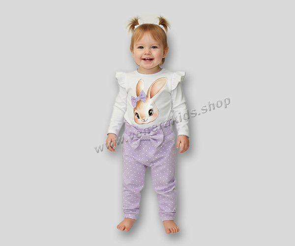 Бебе к-кт боди сито Зайче с панталон . Серия 3бр