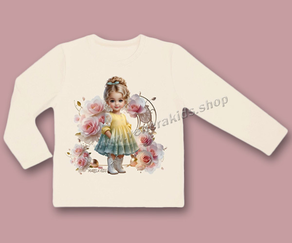 Блуза ДР момиче цветя екрю. Серия 3бр