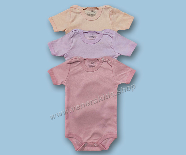 Бебе боди къс ръкав рипс цветно. 3бр