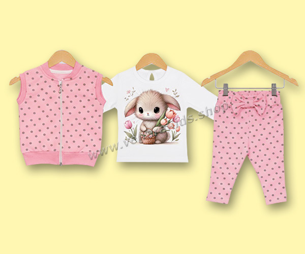 Бебе к-кт ДР 3 части Зайче корал. Серии 3/4бр