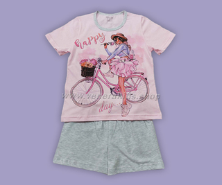 Пижама къс ръкав момиче колело