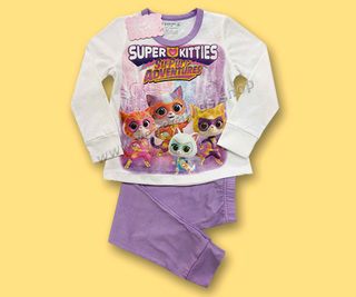 Пижама дълъг ръкав момиче Супер Котки