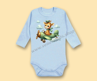 Бебе боди рипс сито Жираф синьо. 5бр