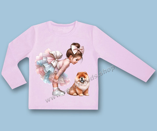 Блуза ДР момиче с куче лила. Серия 3бр