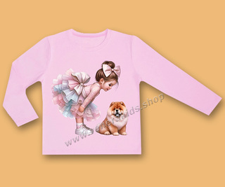 Блуза ДР момиче с куче пепел. Серия 3бр