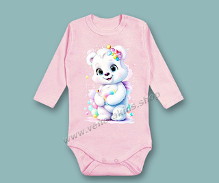 Бебе боди момиче рипс сито Мече розово. 5бр